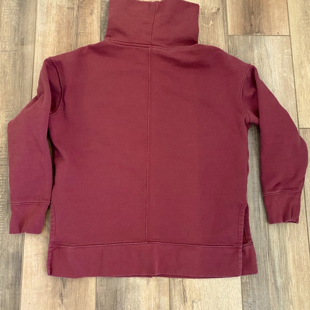 Athleta 24/7 Funnel Neck Sweatshirt - Red French Terry Relaxed Fit Pullover S